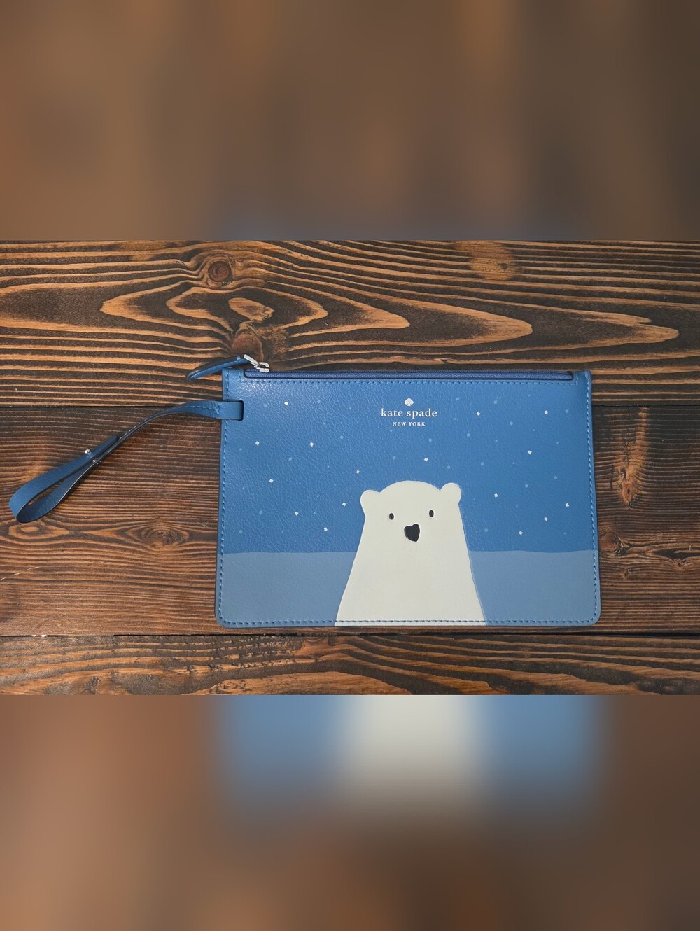 kate spade Blue Polar Bear Wristlet Pouch